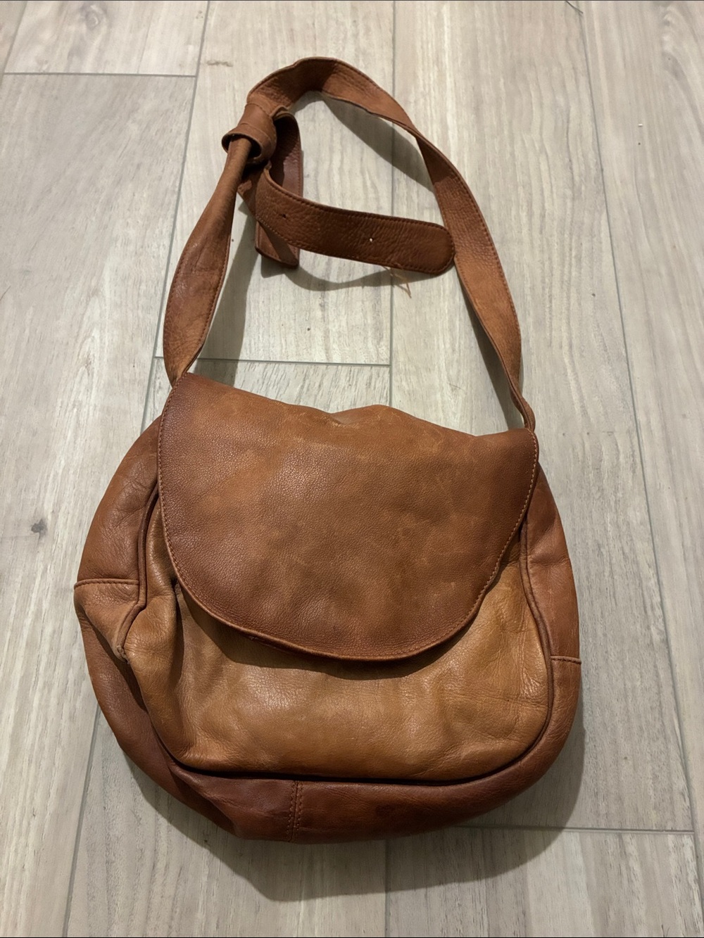 Private Label Brown Leather Flap Shoulder Bag